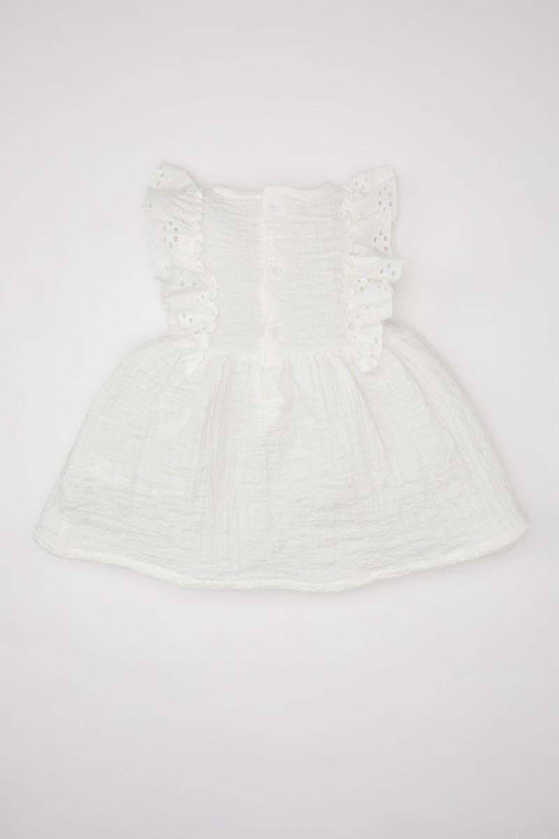 ديفاكتو فستان بيبي بناتي موسلين قصة عادية بدون كم - Image 5